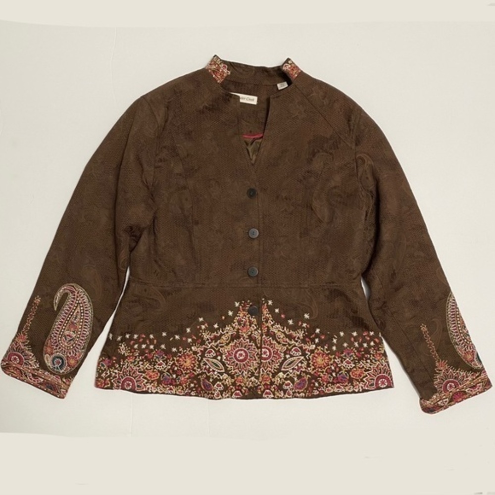 Retro Boho‎ Embroidered Jacket Womens 10 Indie Eclectic Artsy Hippie 70s